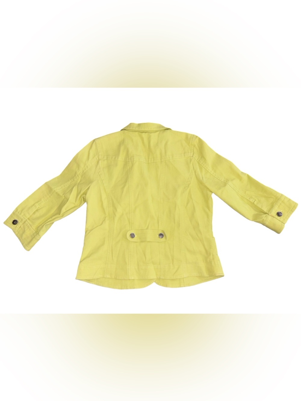 Christopher & Banks Petite Medium Yellow/green Button Front Jacket Floral Lining - Picture 2 of 11